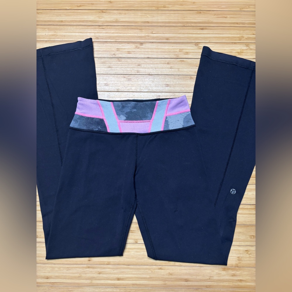 Lululemon Black Yoga Pants with Pink Band